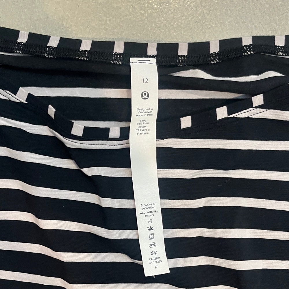 Lululemon Athletica Black and White Striped Long Sleeve Top - Picture 2 of 5